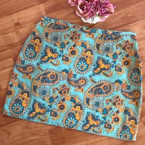 RALPH LAUREN girls SZ 14 seafoam green & yellow paisley lined mini skirt
